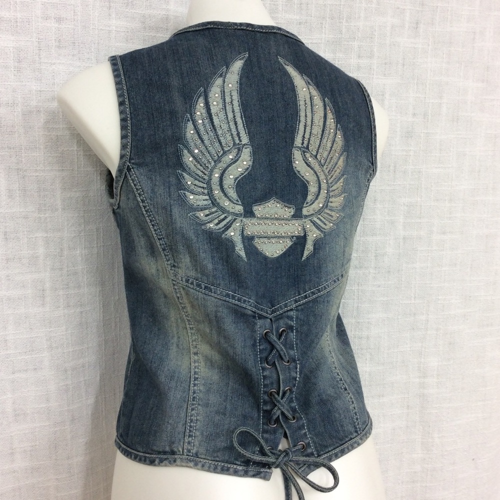 Harley Davidson Medium Denim Vest - Picture 10 of 16
